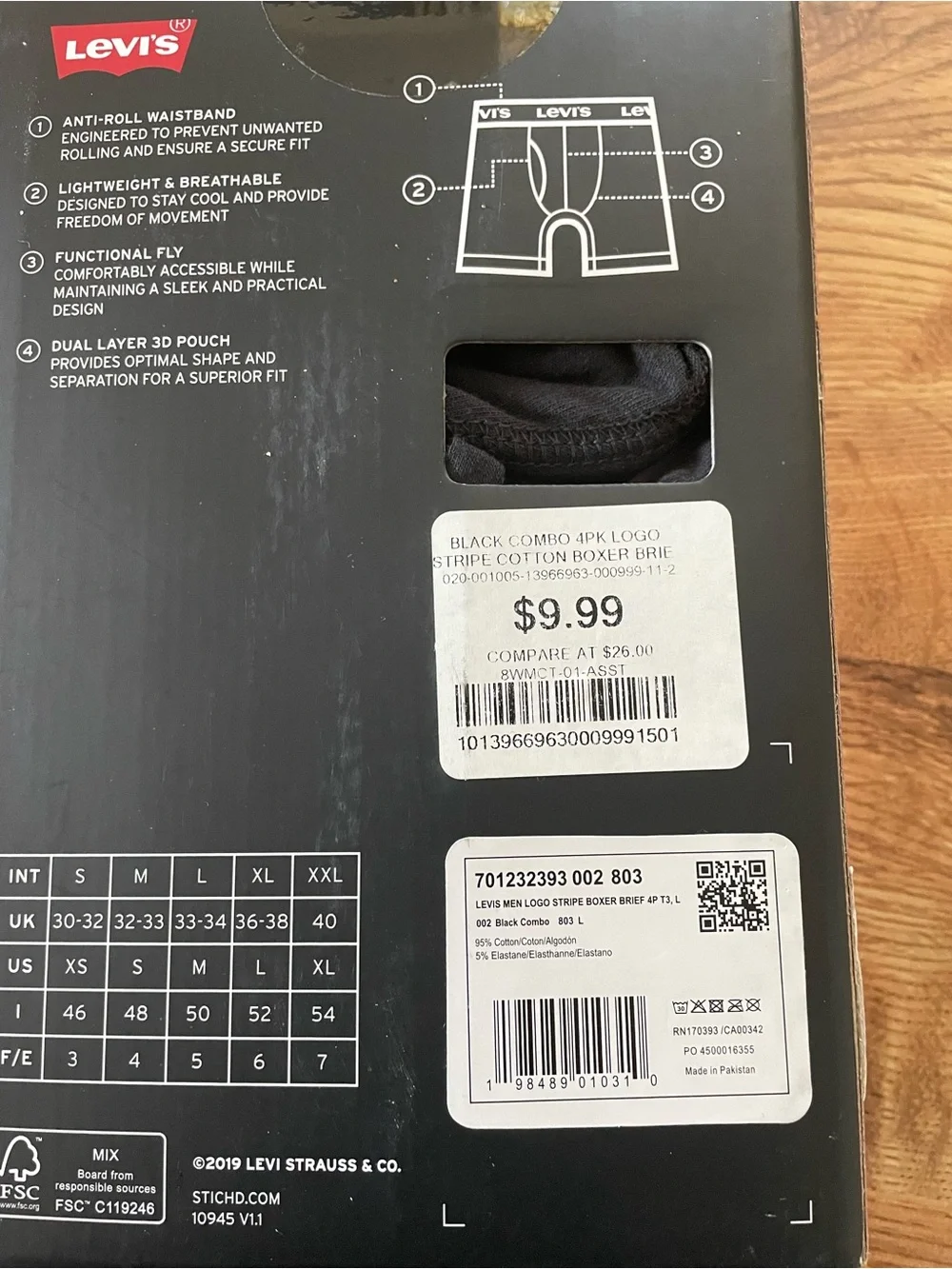 Levi's Black Boxer Briefs 4-Pack with Logo Waistband